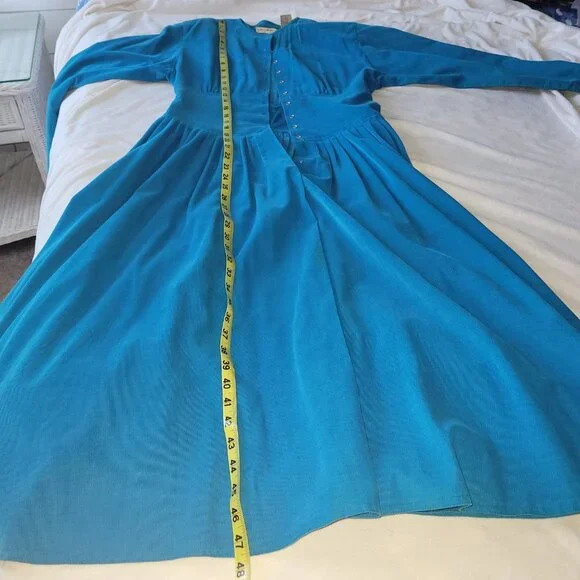 Liz Claiborne Casual Turquoise Soft Corduroy Dress - Picture 9 of 15